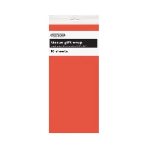 10pk Orange Tissue Gift Wrap Sheets 51x66cm