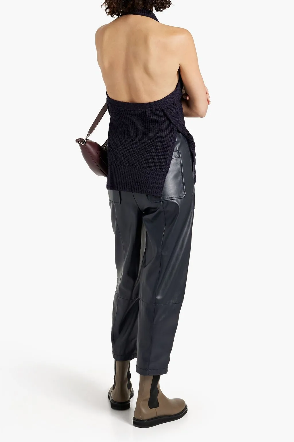 3.1 PHILLIP LIM faux leather cropped tapered trousers, blue