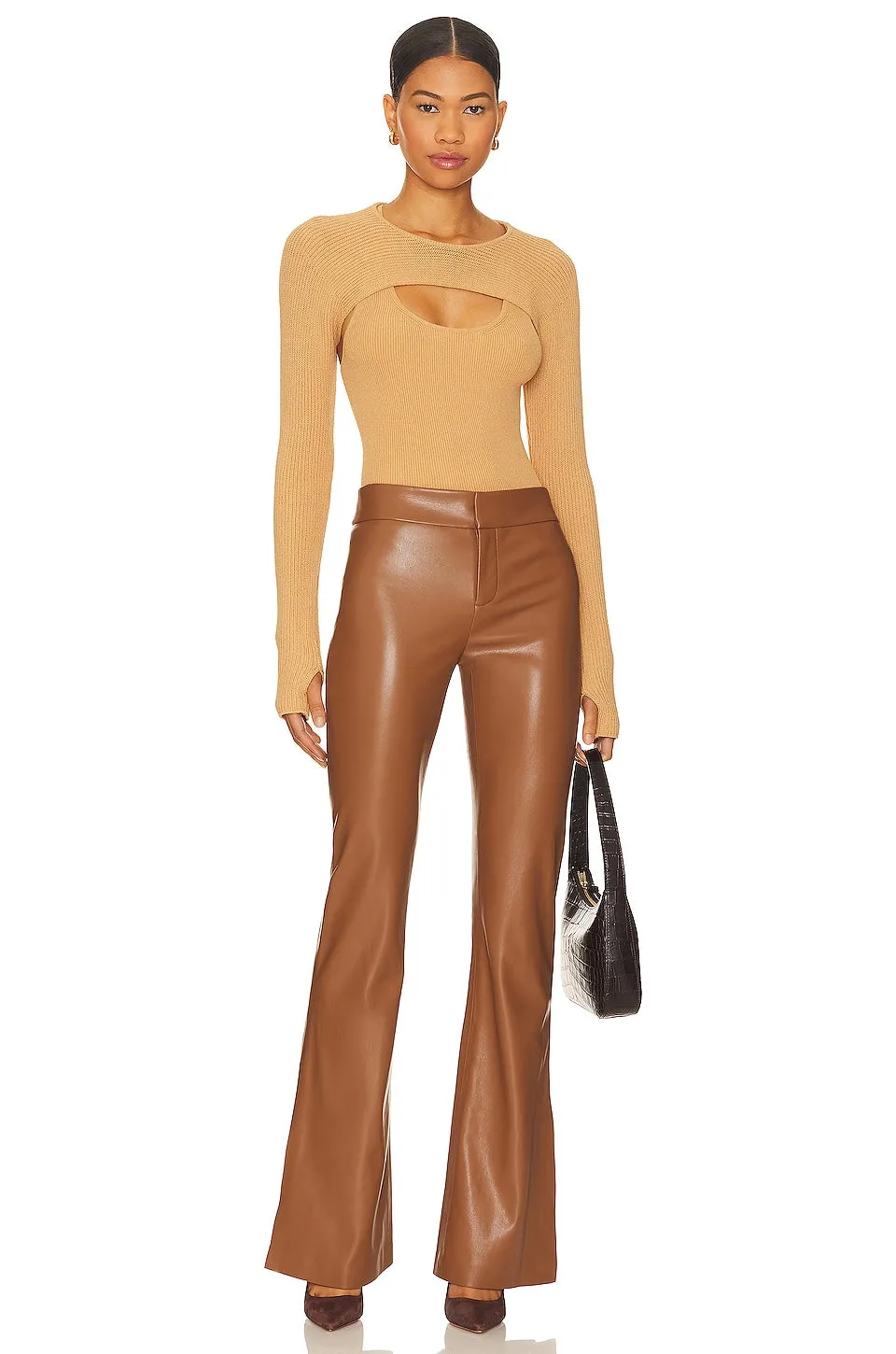 Alice   Olivia Olivia Faux Leather trousers, camel