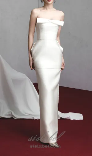 Elegant White Alisa Tube Midi Dress with Bow Detail