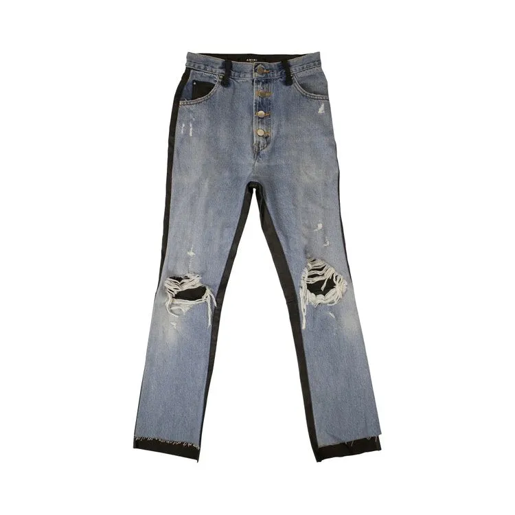 Amiri Denim Leather 'Blue' Pants