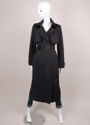 Black Classic Long Belted Trench Coat