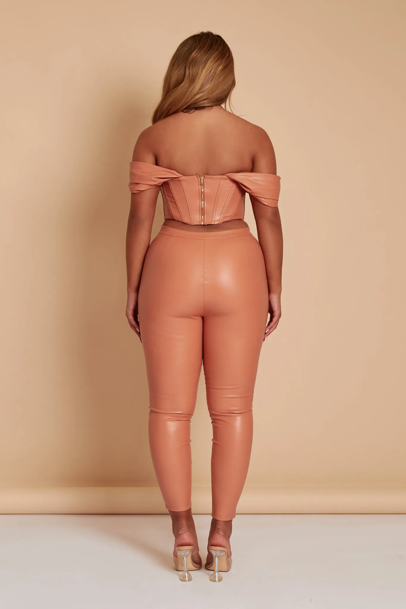 Brick skinny leather trousers