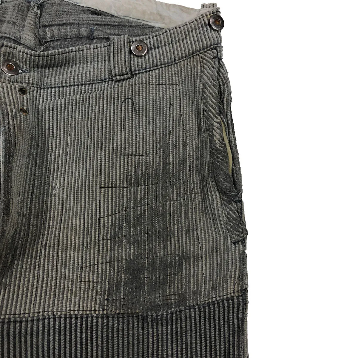 C1930 Buckle Back Vintage L'Ideal French Patched Work Trousers