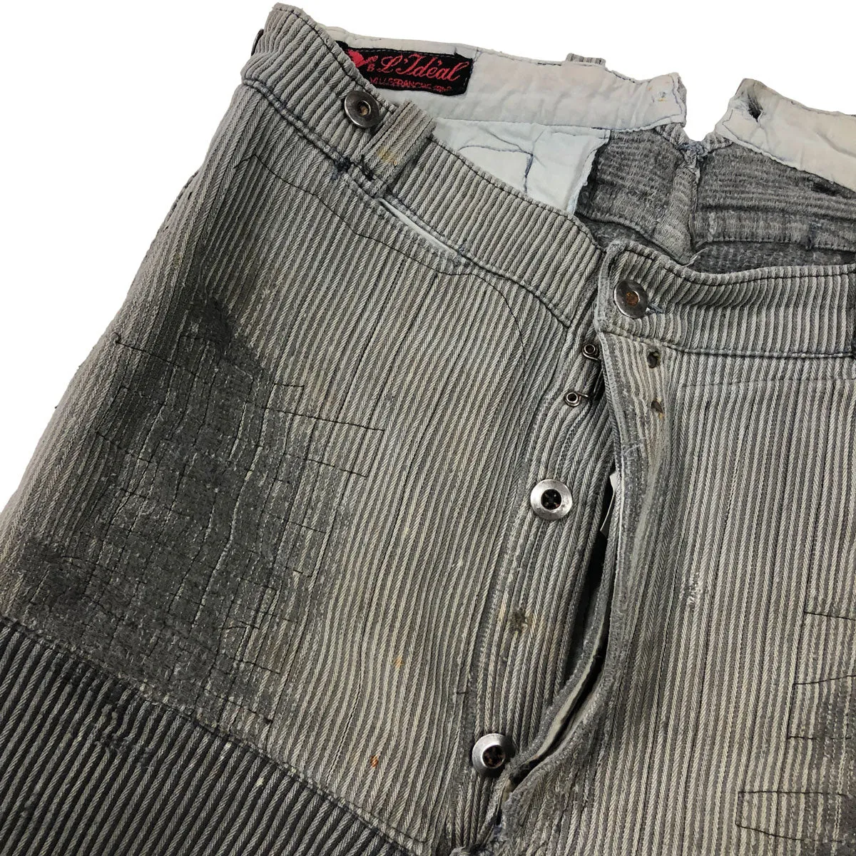 C1930 Buckle Back Vintage L'Ideal French Patched Work Trousers
