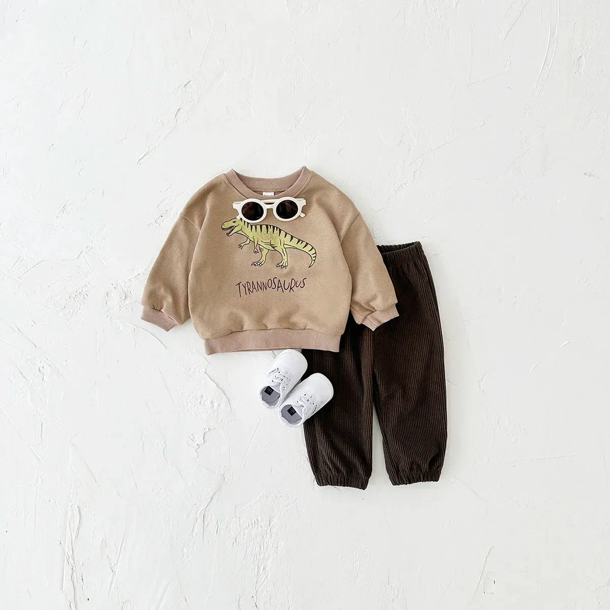 Dinosaur Print Pullover & Corduroy Trousers Set