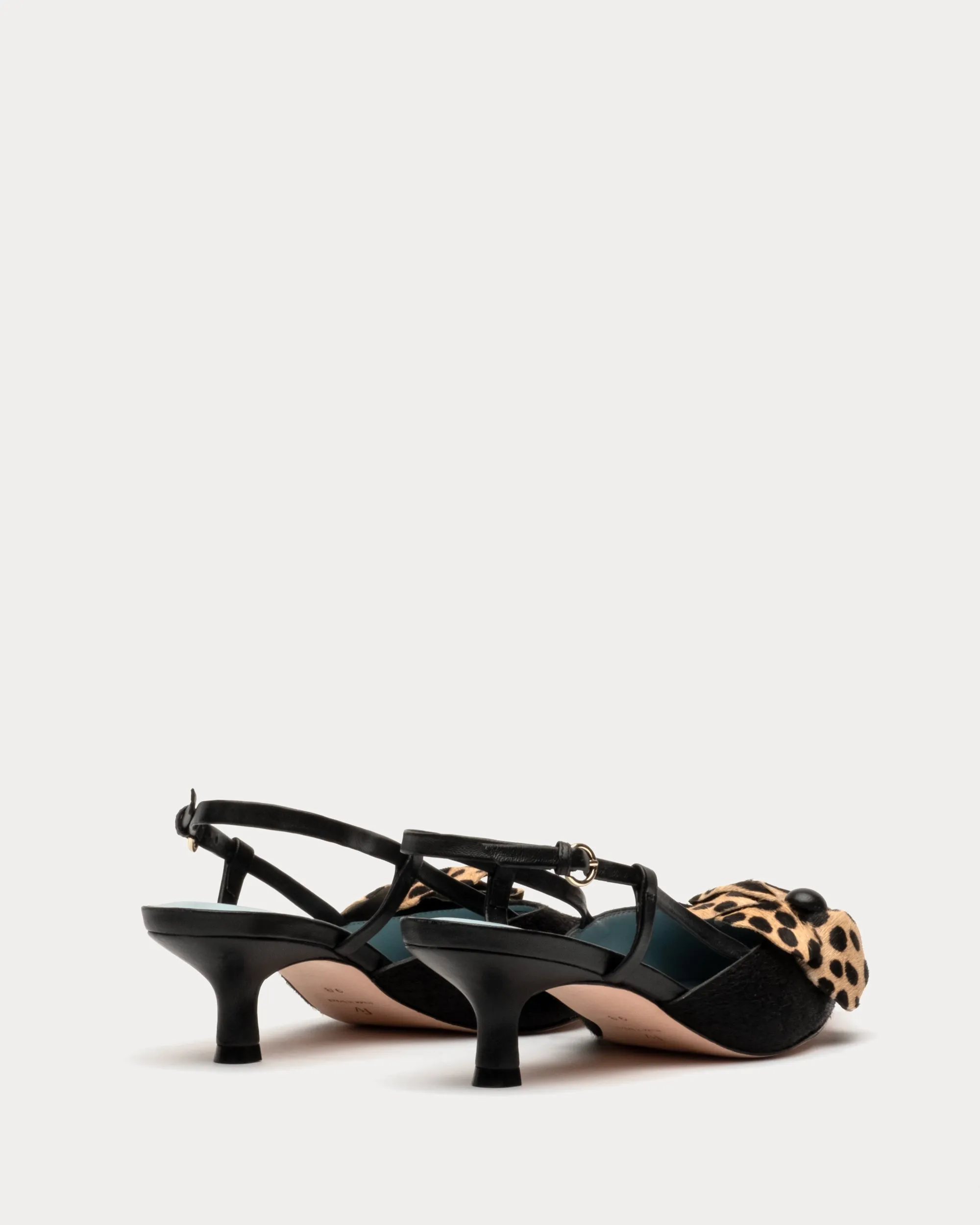 Flower Kitten Heel Black Haircalf