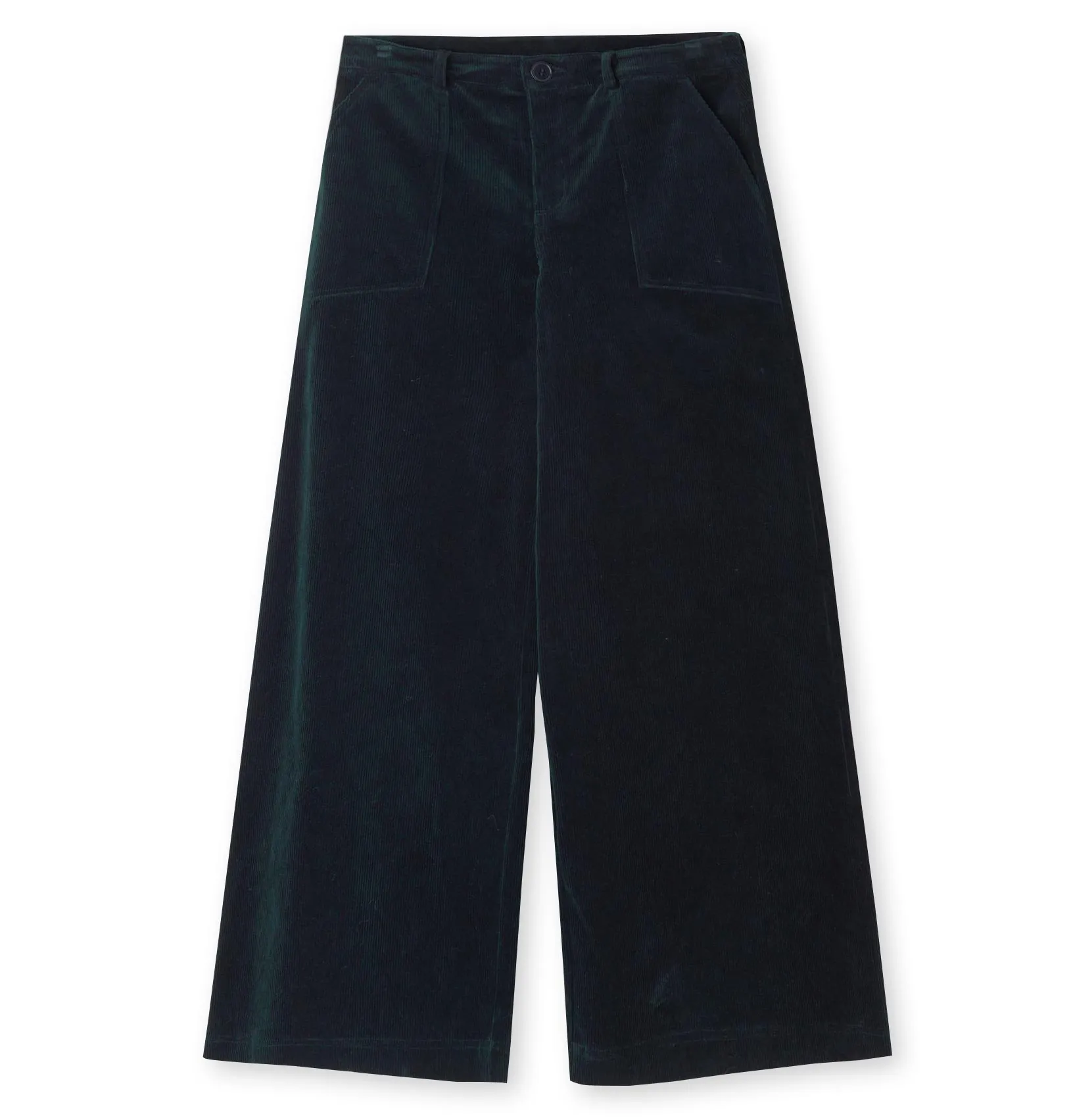 Stretch Corduroy Wide Pants by Ganni in Total Eclipse Color