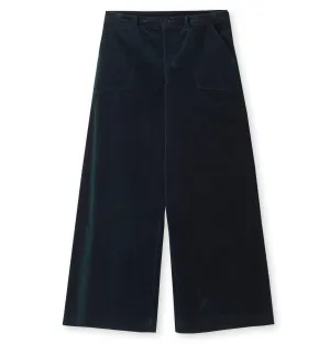 Stretch Corduroy Wide Pants by Ganni in Total Eclipse Color