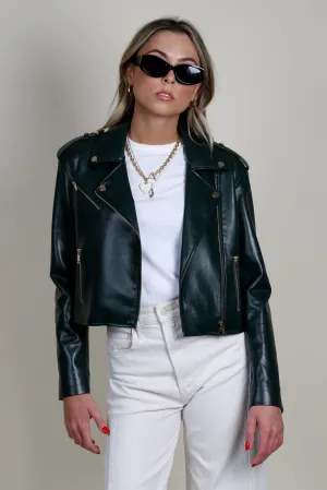 GENERATION LOVE | Cosita Vegan Leather Moto Jacket - Forest