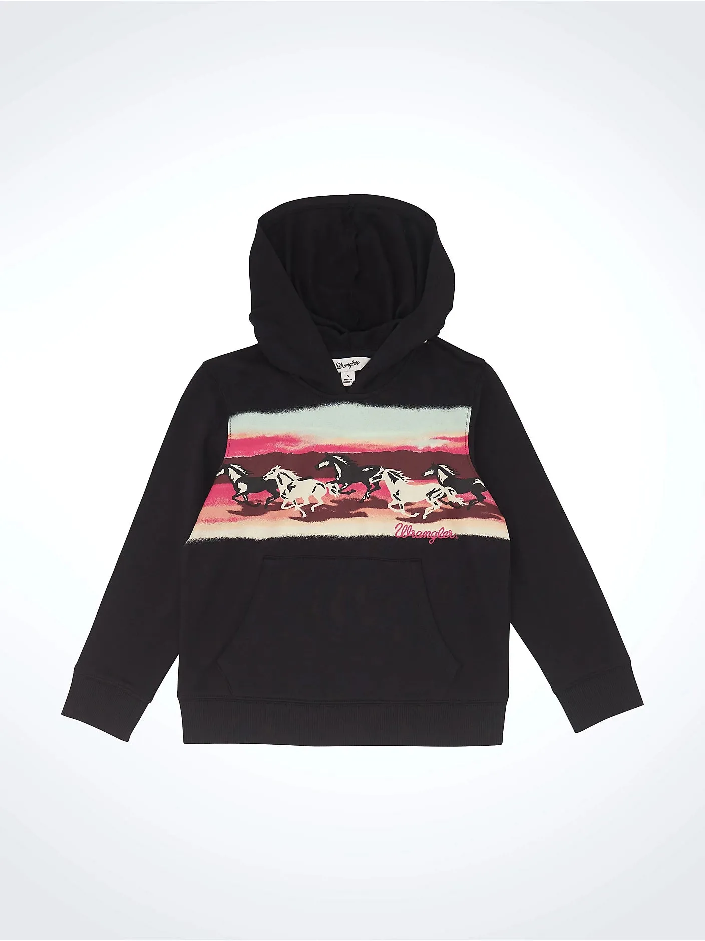 Stylish Girls Wrangler Horse Print Border Hoodie