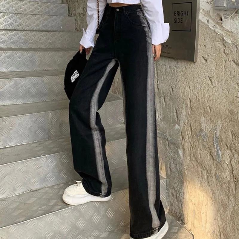 Gradient Straight Leg Loose Fit High-Waisted Niche Jeans
