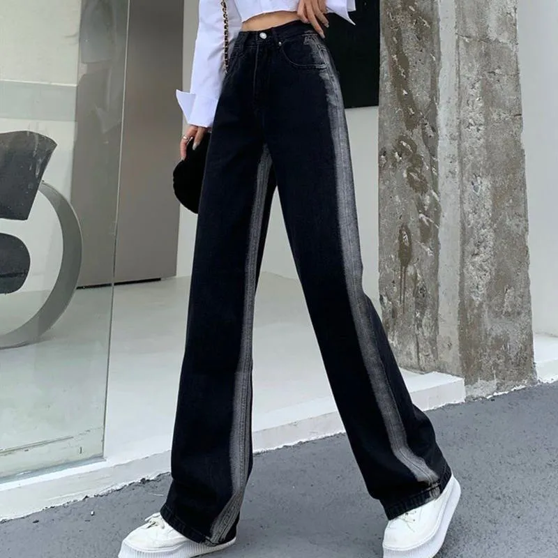 Gradient Straight Leg Loose Fit High-Waisted Niche Jeans