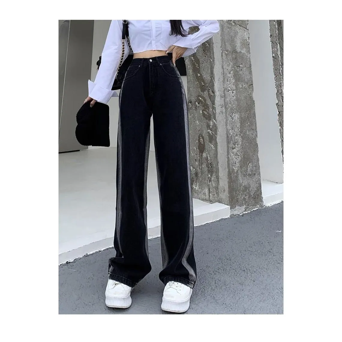 Gradient Straight Leg Loose Fit High-Waisted Niche Jeans