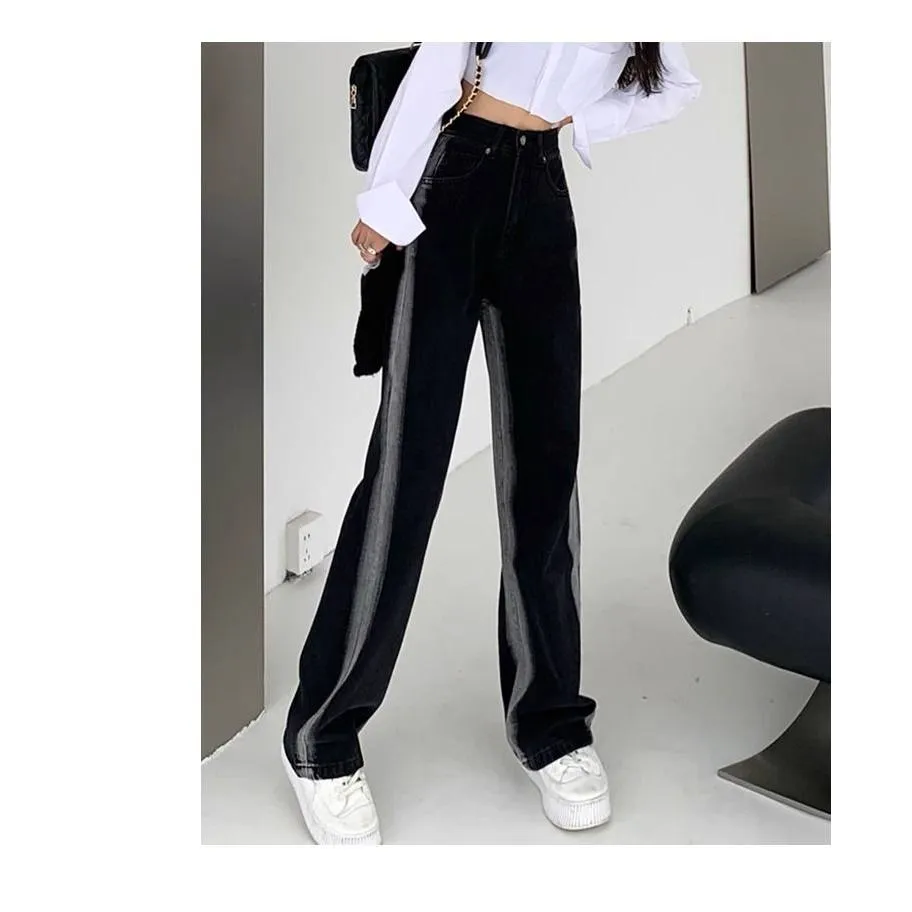 Gradient Straight Leg Loose Fit High-Waisted Niche Jeans
