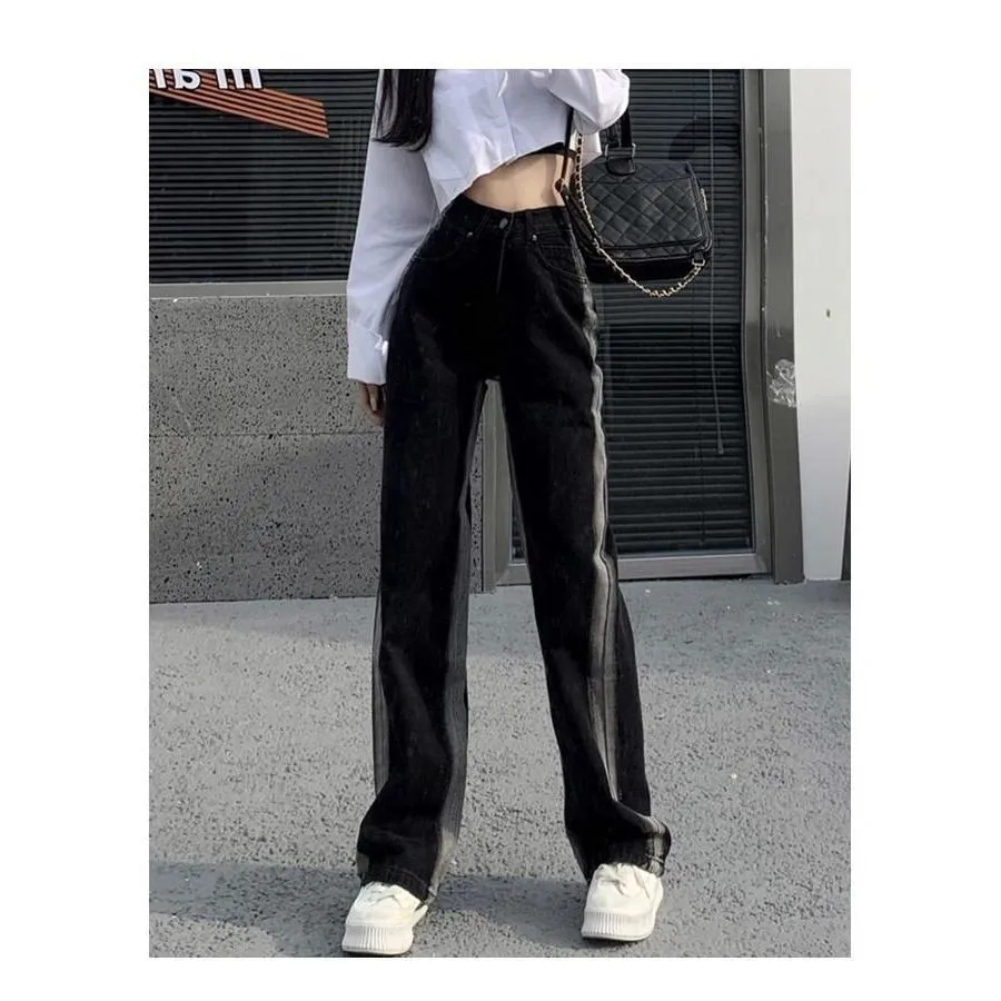 Gradient Straight Leg Loose Fit High-Waisted Niche Jeans