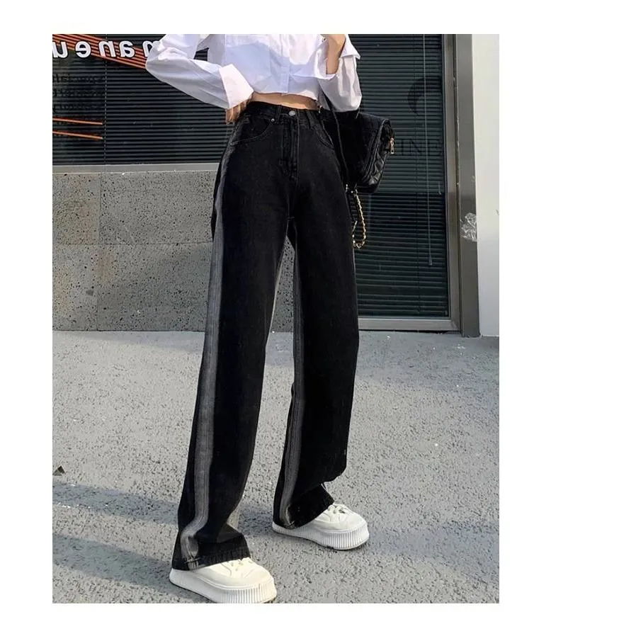 Gradient Straight Leg Loose Fit High-Waisted Niche Jeans