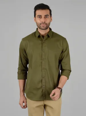 Green Solid Slim Fit Casual Shirt | Greenfibre
