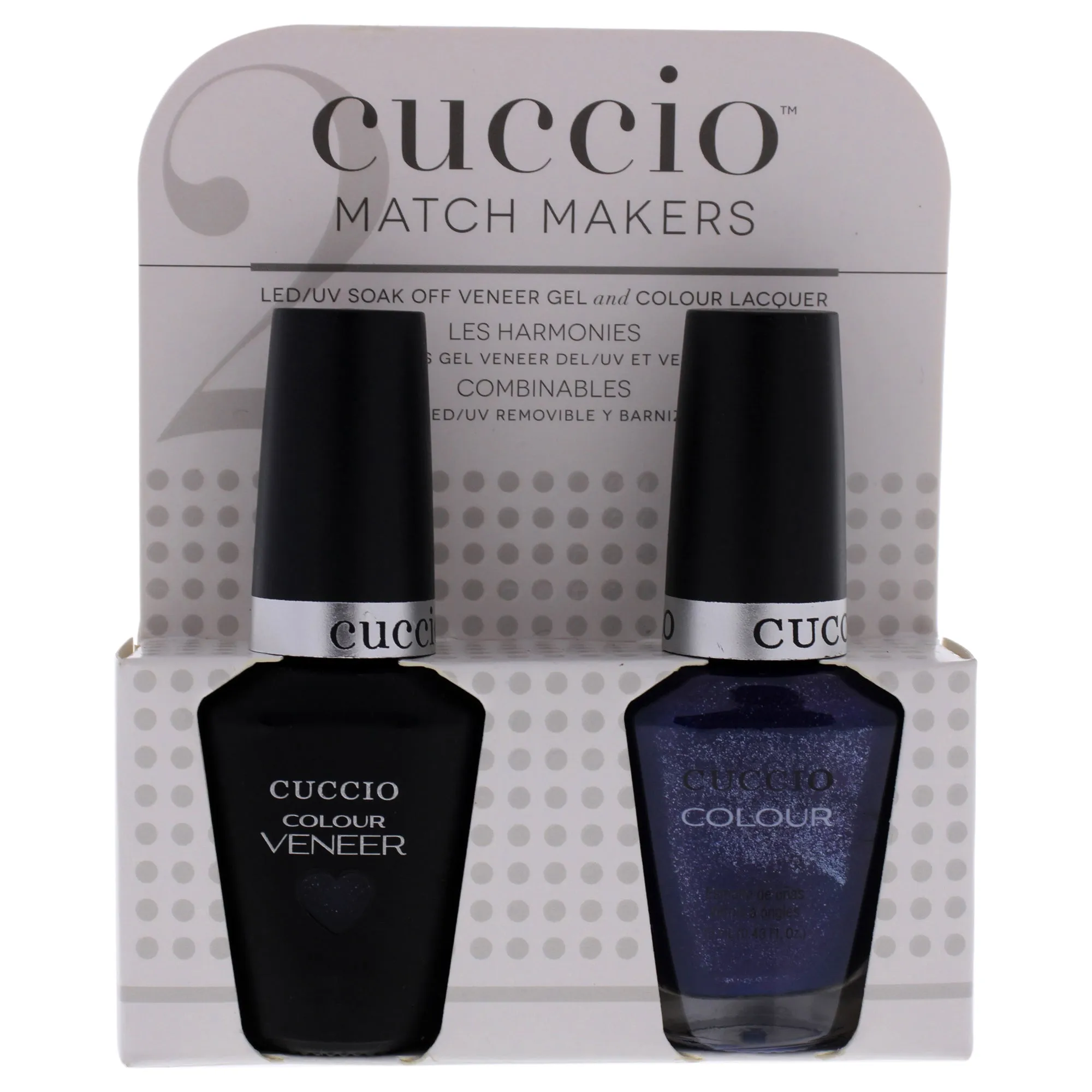 Match Makers Set - Purple Rain In Spain by Cuccio Colour for Women - 2 Pc 0.44oz Veneer Soak Of Gel Nail Polish, 0.43oz Colour Nail Polish
