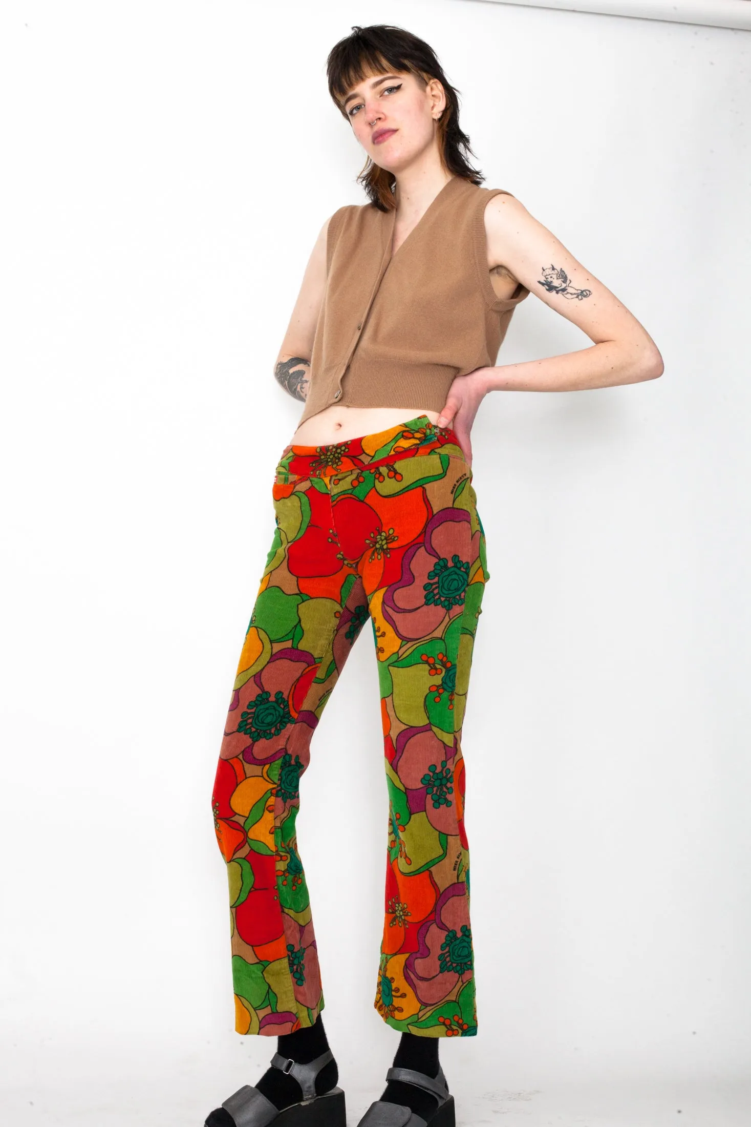 Miss Sixty Fruits Print Corduroy Trousers