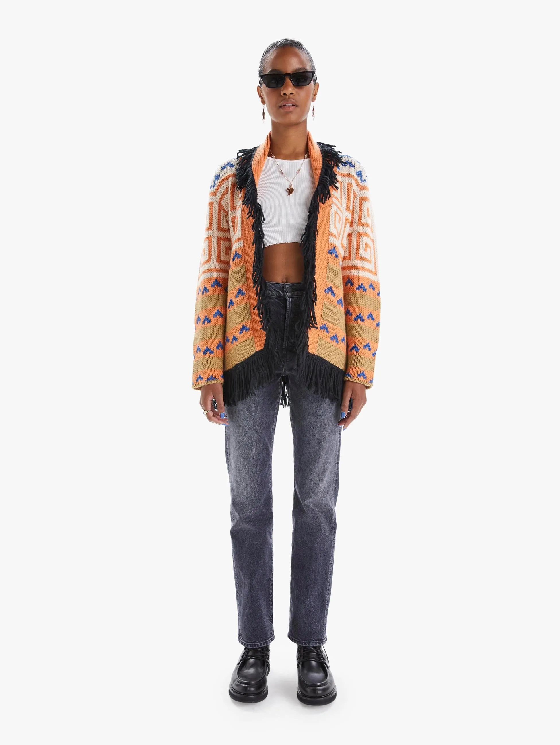 Mother - The Belted Short Cardigan in Runaway Child