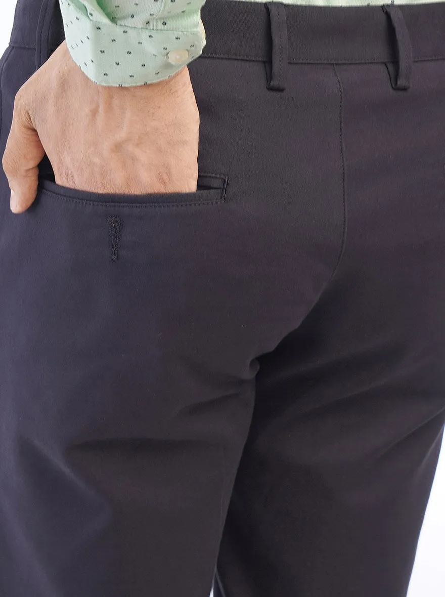 Navy Solid Uno Fit Casual Trouser | JadeBlue