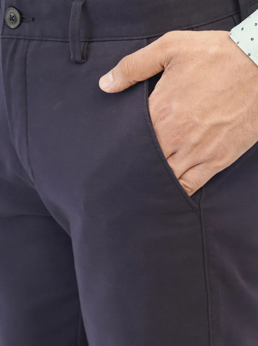 Navy Solid Uno Fit Casual Trouser | JadeBlue