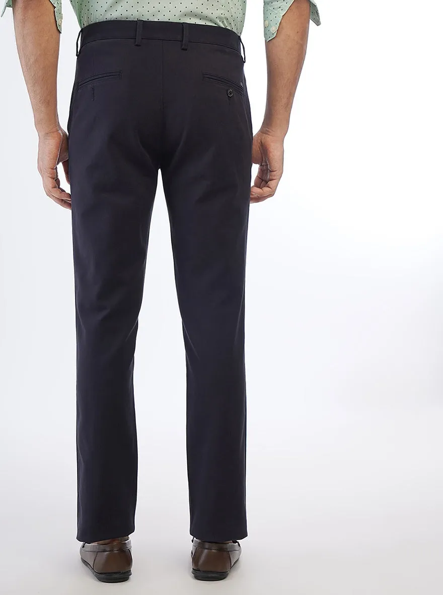 Navy Solid Uno Fit Casual Trouser | JadeBlue