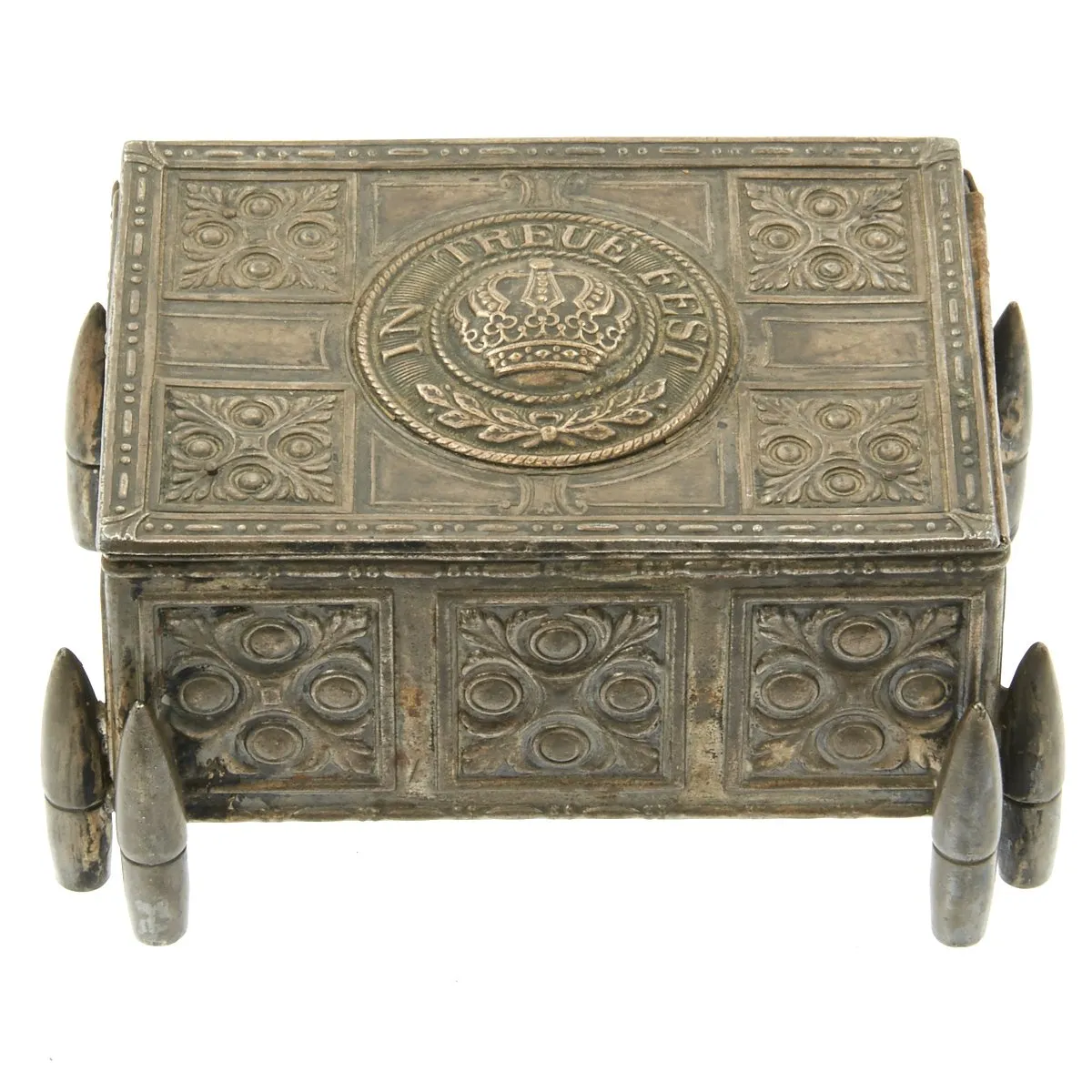 Original German WWI Trench Art Bavarian In Treue Fest Belt Buckle Bullet Box