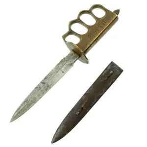 Original U.S. WWI Model 1918 Mark I AU LION Trench Knife with Scabbard