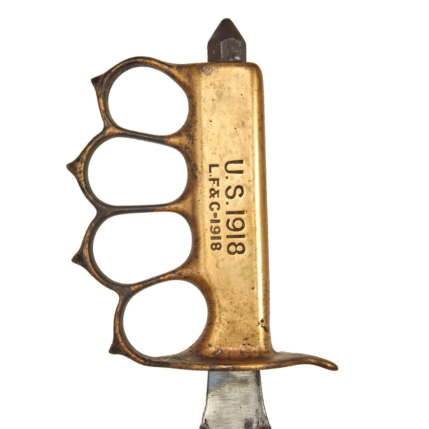 Original U.S. WWI Model 1918 Mark I Trench Knife by L.F. & C with Matching Scabbard - WWII Reissue Paratrooper Modified Type