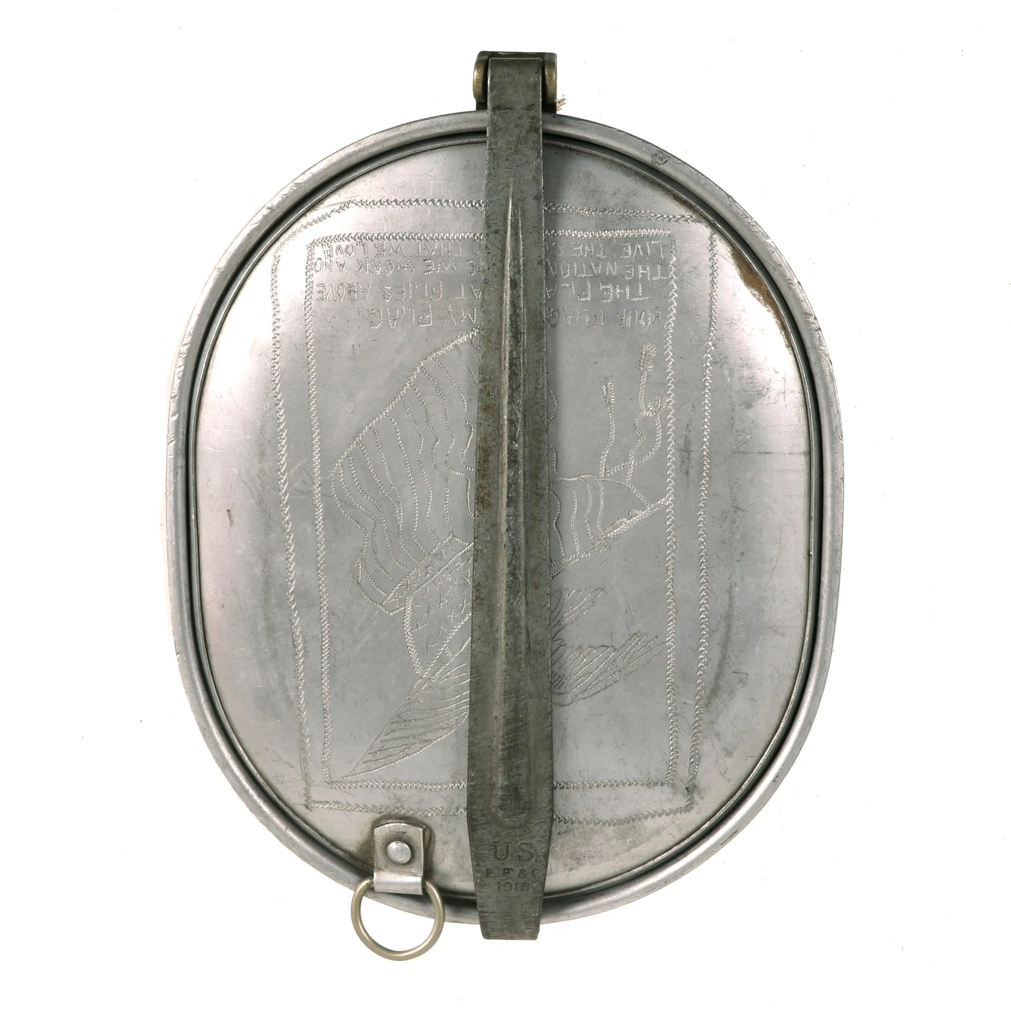 Original U.S. WWI Trench Art M1910 Mess Kit Dated 1918 Personalized by Ester Laubstine, K. Company of the 139th Infantry Regiment, 35th Infantry DIvision