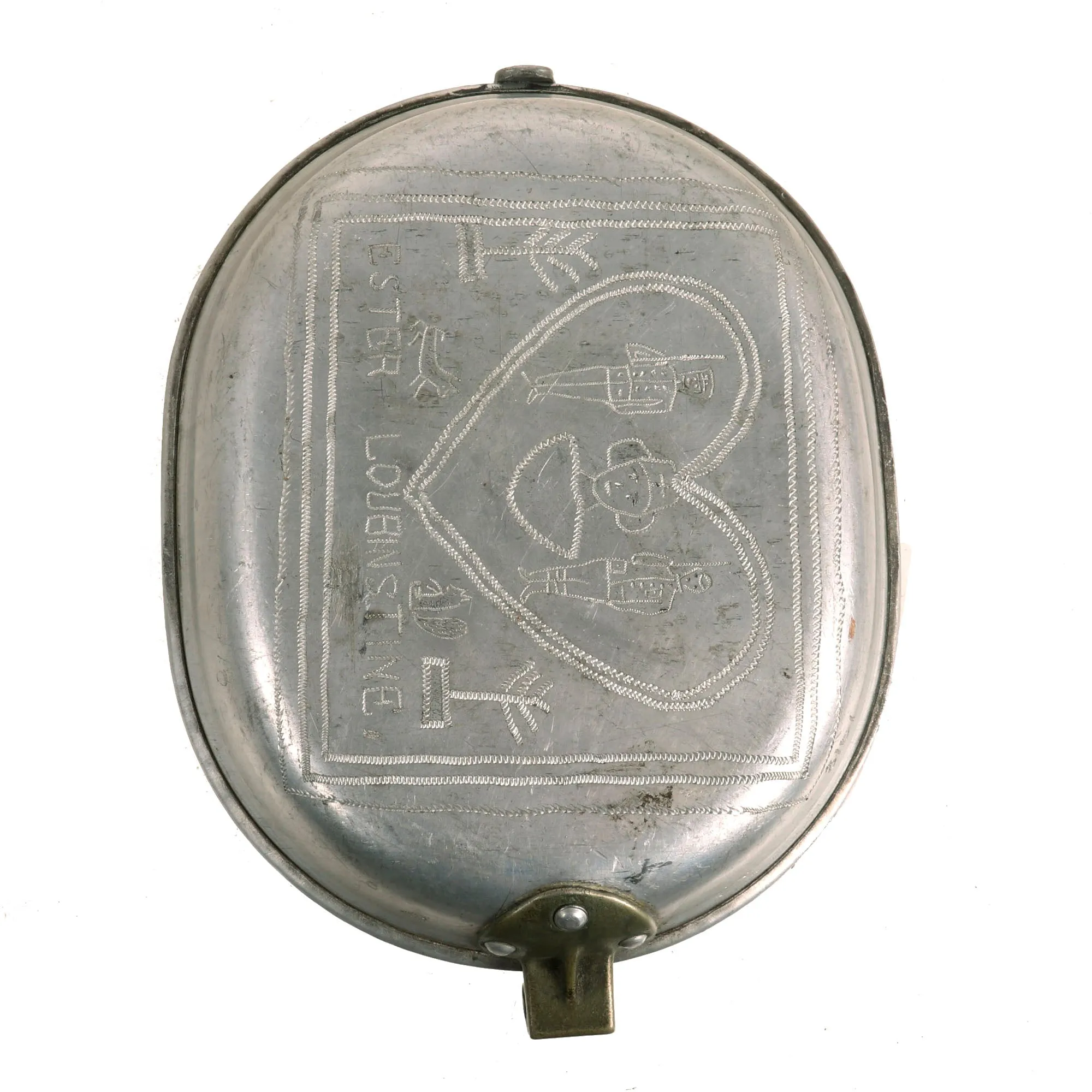 Original U.S. WWI Trench Art M1910 Mess Kit Dated 1918 Personalized by Ester Laubstine, K. Company of the 139th Infantry Regiment, 35th Infantry DIvision