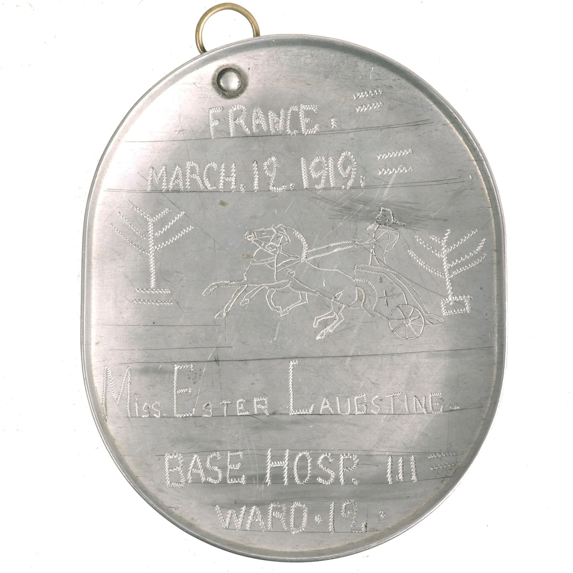 Original U.S. WWI Trench Art M1910 Mess Kit Dated 1918 Personalized by Ester Laubstine, K. Company of the 139th Infantry Regiment, 35th Infantry DIvision