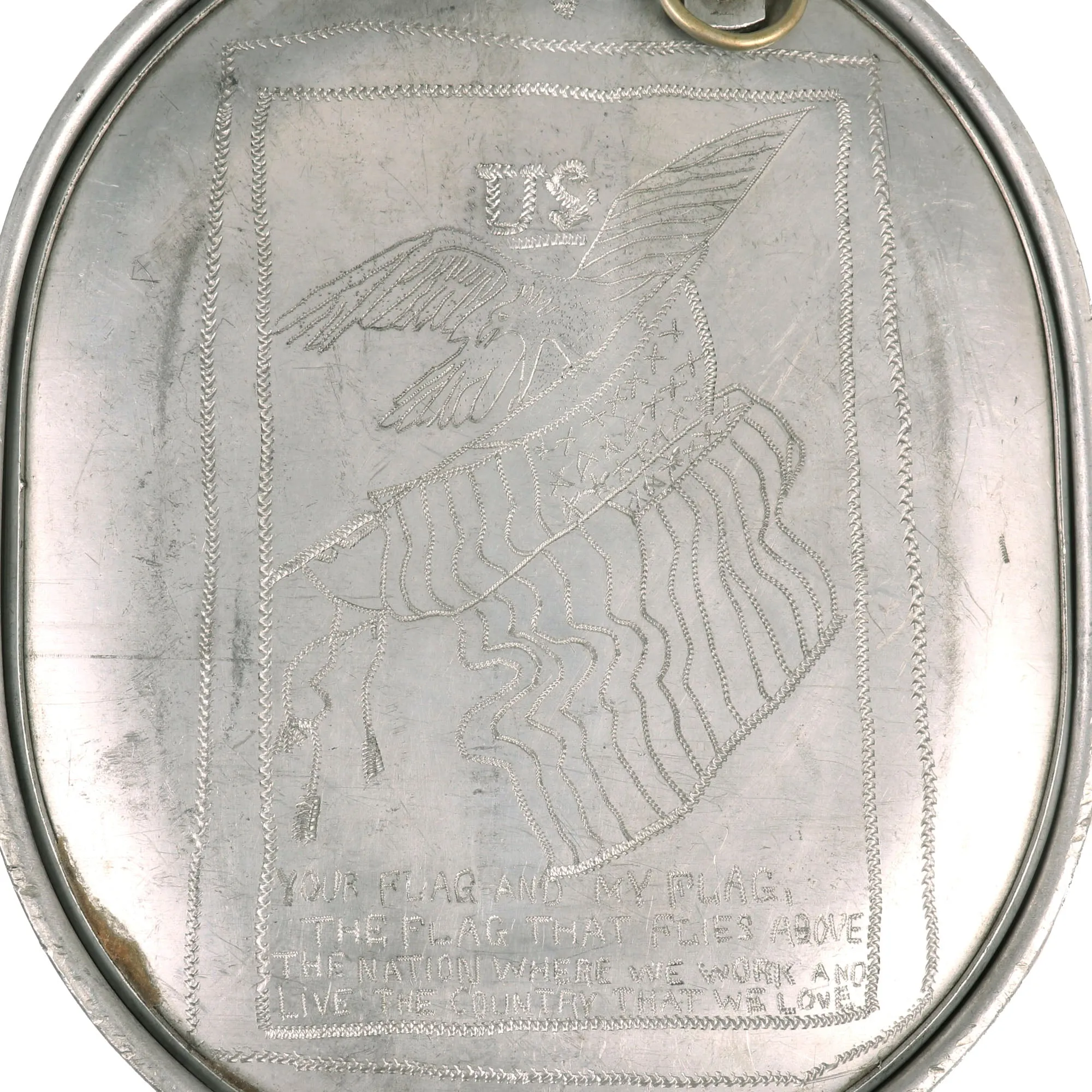 Original U.S. WWI Trench Art M1910 Mess Kit Dated 1918 Personalized by Ester Laubstine, K. Company of the 139th Infantry Regiment, 35th Infantry DIvision