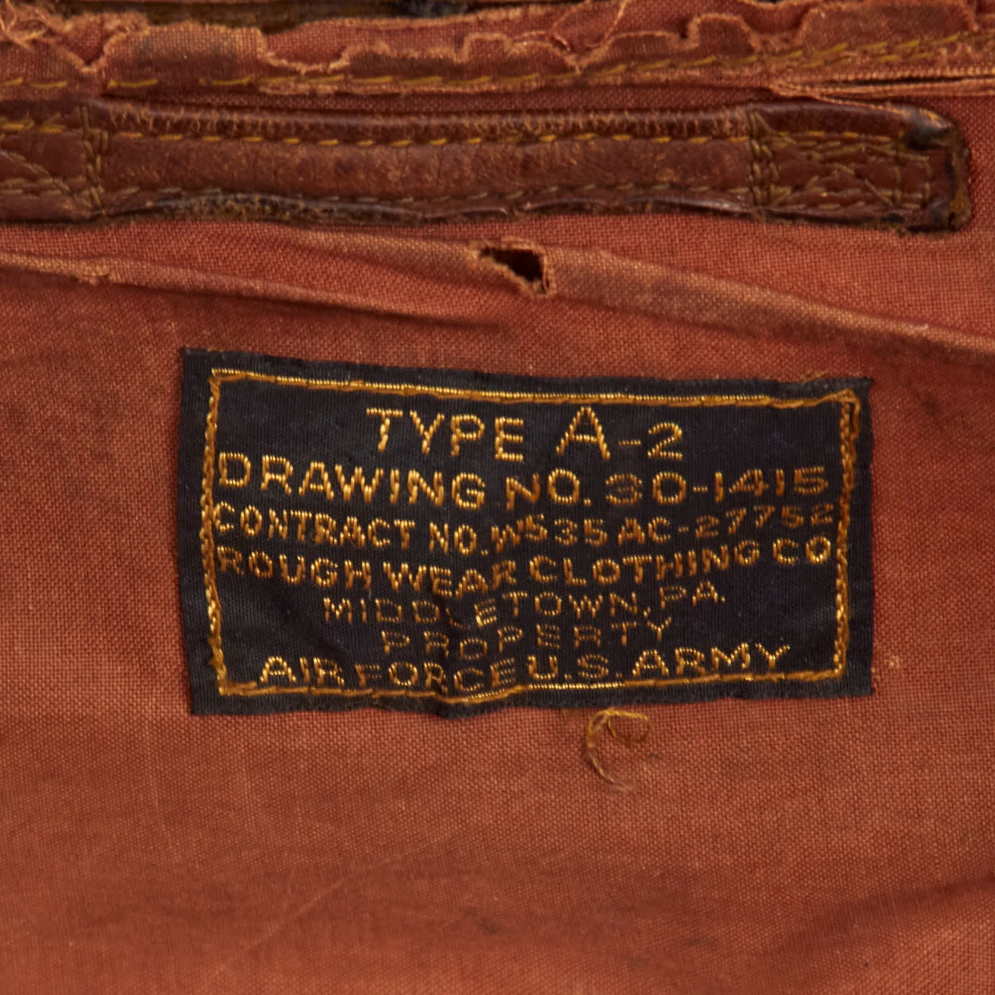 Original U.S. WWII 5th Flying Training Detachment, Ryan Airfield Patched A-2 Leather Flight Jacket