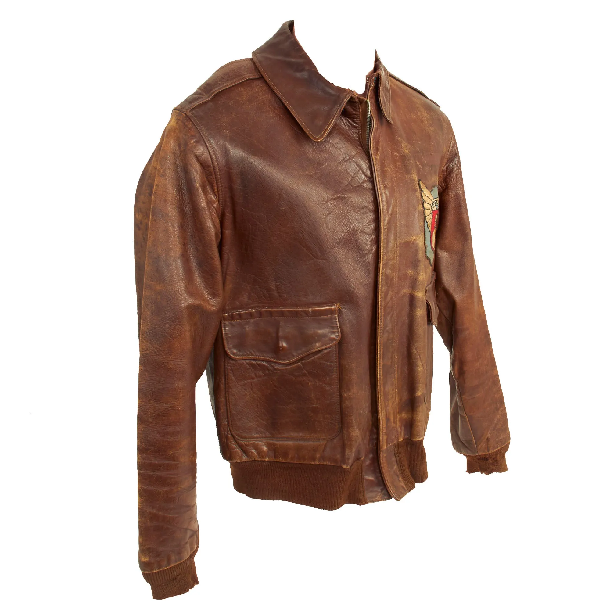 Original U.S. WWII 5th Flying Training Detachment, Ryan Airfield Patched A-2 Leather Flight Jacket