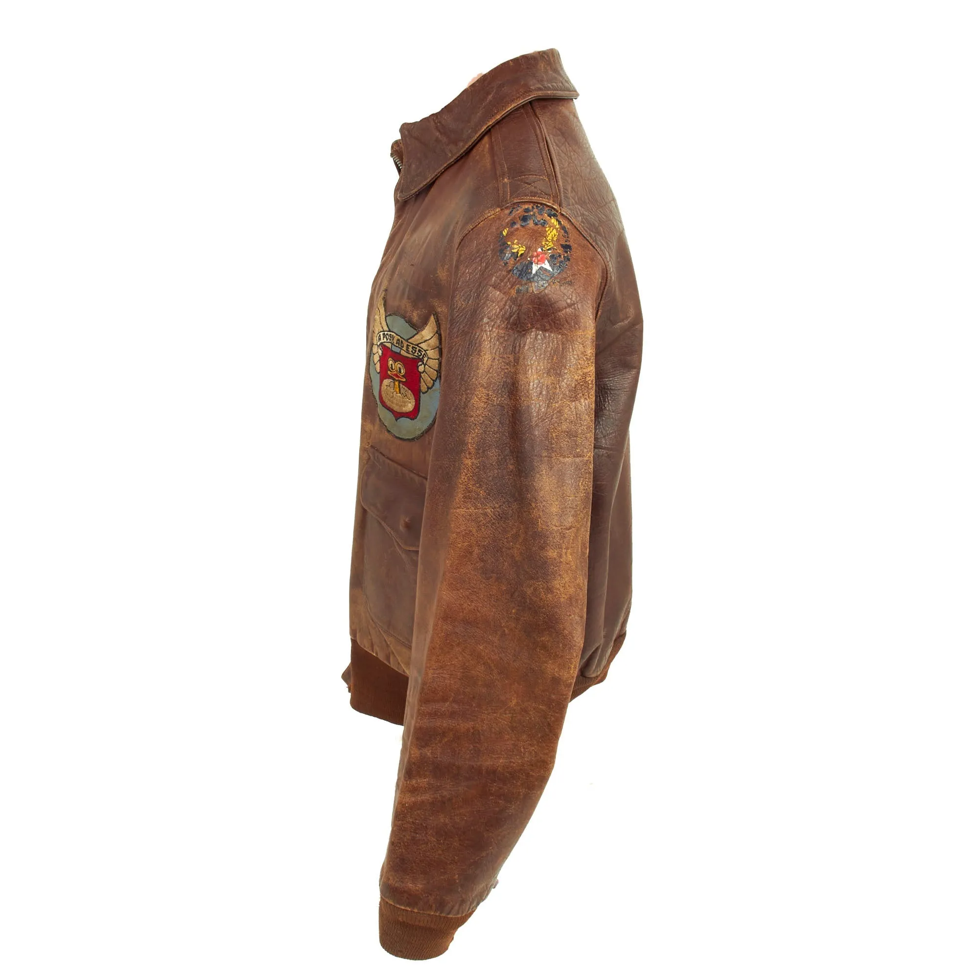 Original U.S. WWII 5th Flying Training Detachment, Ryan Airfield Patched A-2 Leather Flight Jacket