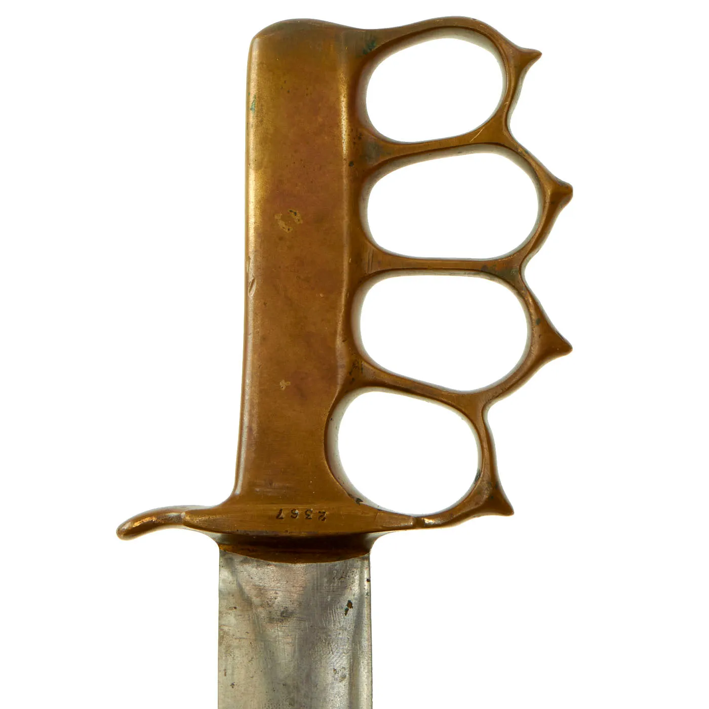 Original U.S. WWII Australian Made M1918 Trench Knife Style Brass Knuckle Trench Knife With Scabbard