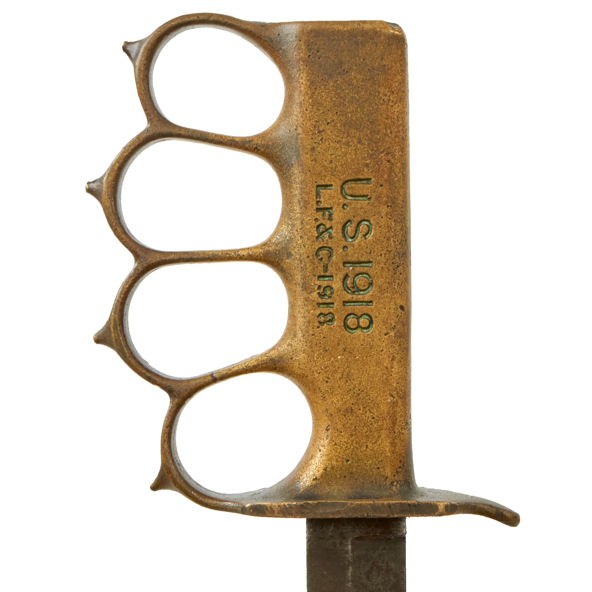 Vintage U.S. WWI/WWII Model 1918 Mark 1 Trench Knife with Paratrooper-Modified Grip, M3 Fighting Knife Blade, and Leather Sheath