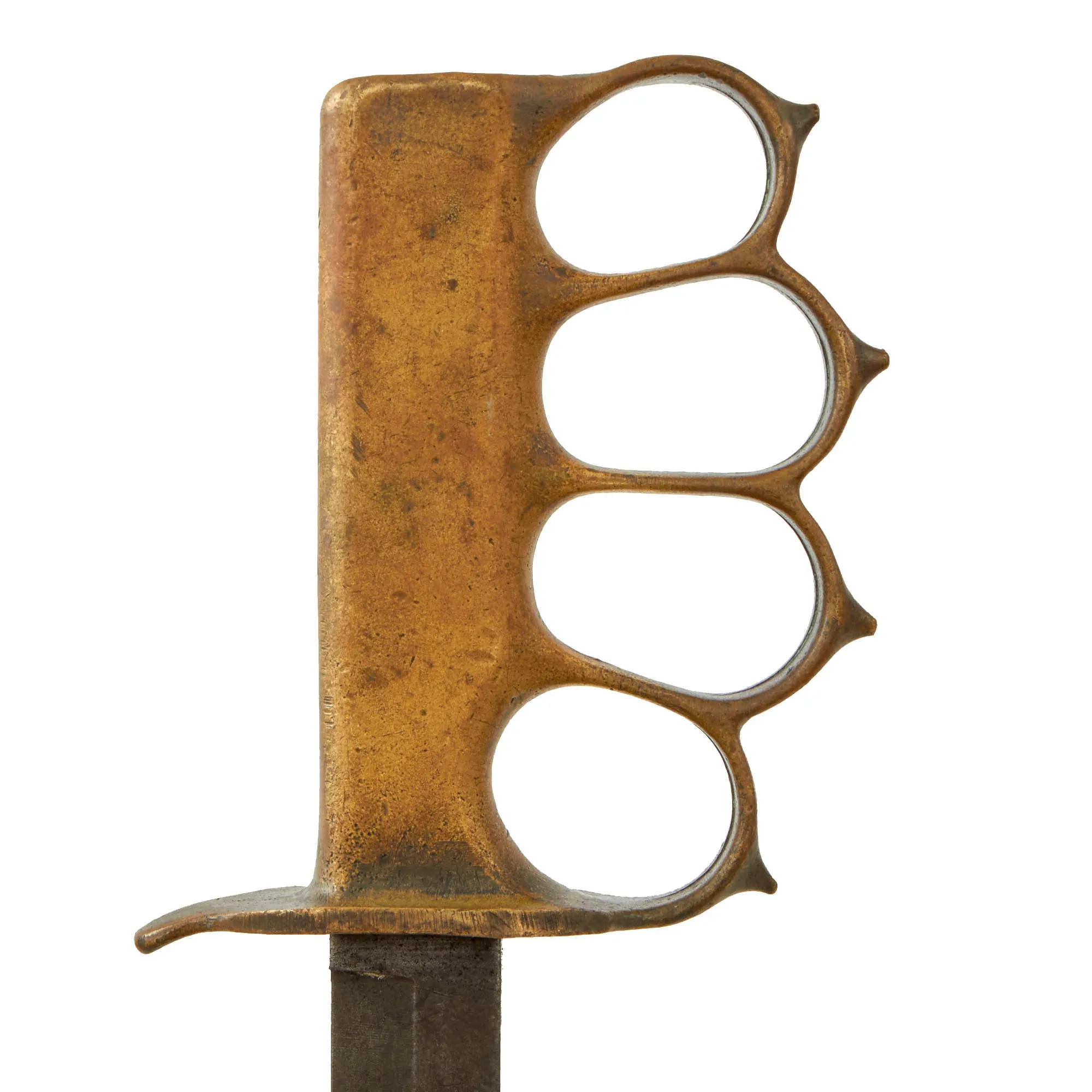 Vintage U.S. WWI/WWII Model 1918 Mark 1 Trench Knife with Paratrooper-Modified Grip, M3 Fighting Knife Blade, and Leather Sheath