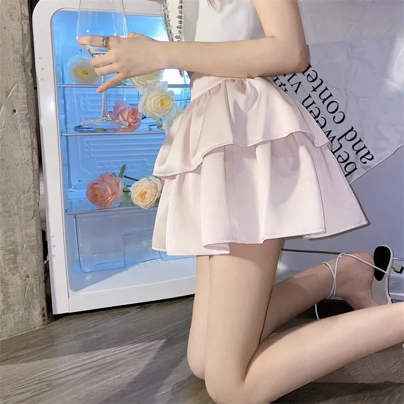 Pear-Shaped High-Waisted Petite Slimming Two Layer Fluffy Skirt