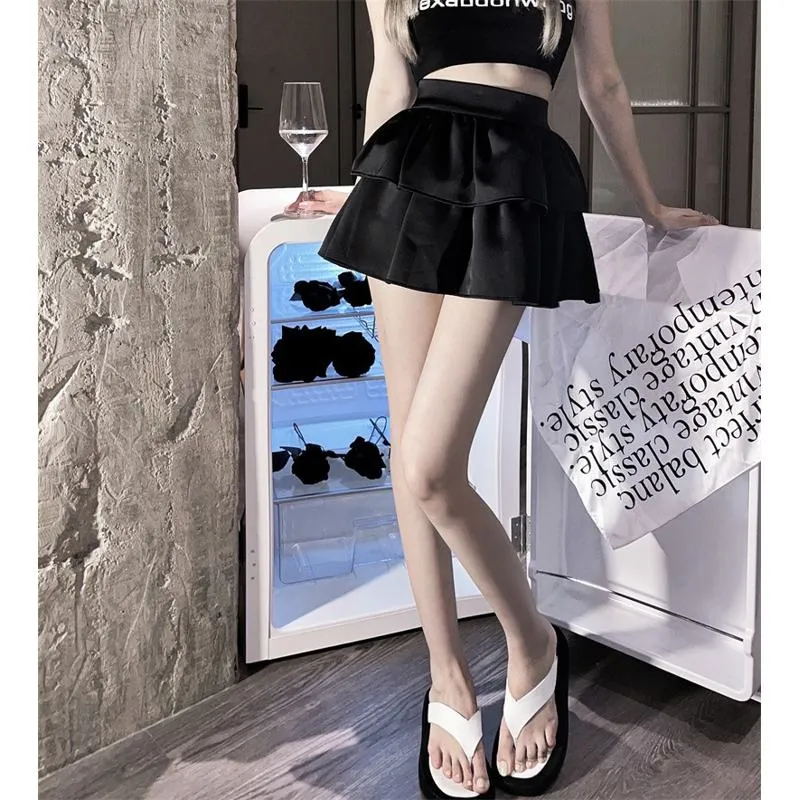 Pear-Shaped High-Waisted Petite Slimming Two Layer Fluffy Skirt