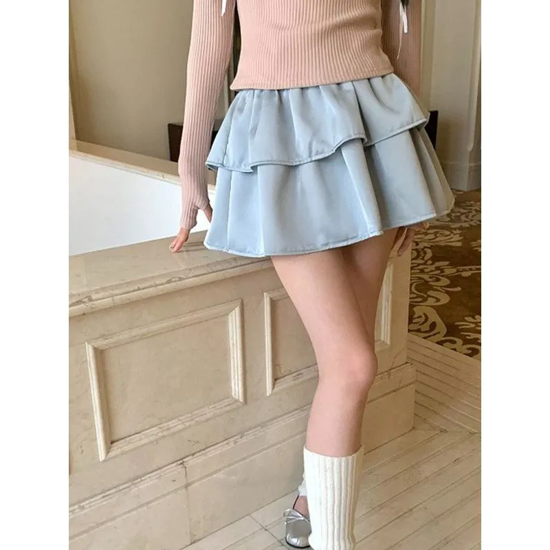 Pear-Shaped High-Waisted Petite Slimming Two Layer Fluffy Skirt