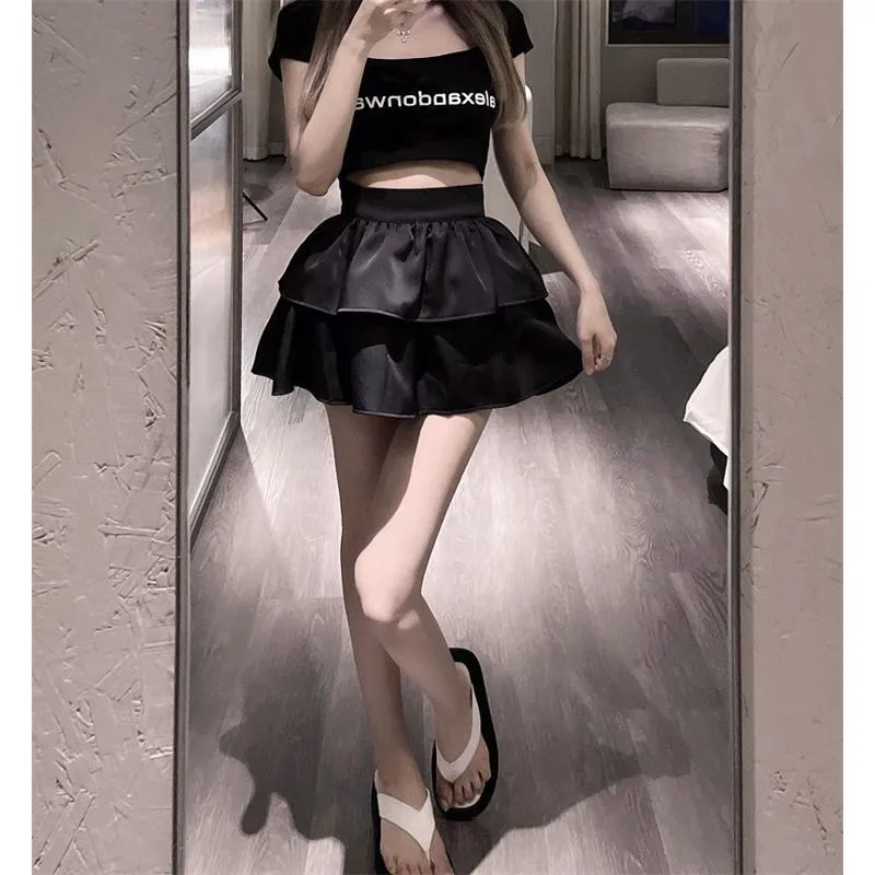 Pear-Shaped High-Waisted Petite Slimming Two Layer Fluffy Skirt