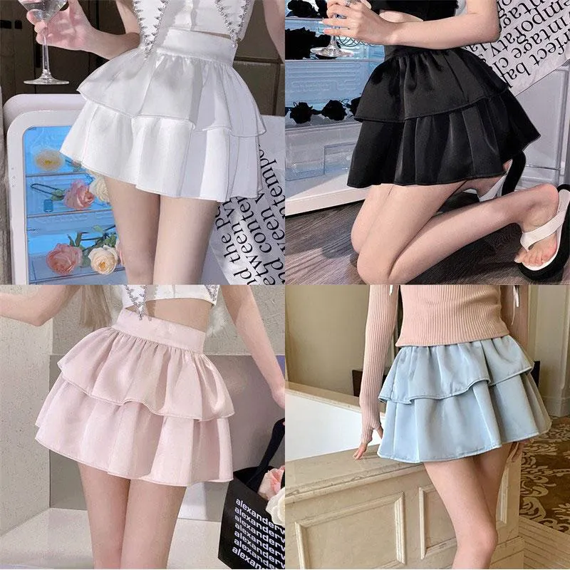 Pear-Shaped High-Waisted Petite Slimming Two Layer Fluffy Skirt