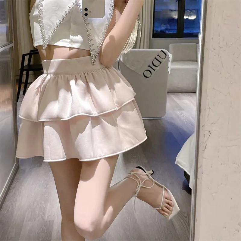 Pear-Shaped High-Waisted Petite Slimming Two Layer Fluffy Skirt