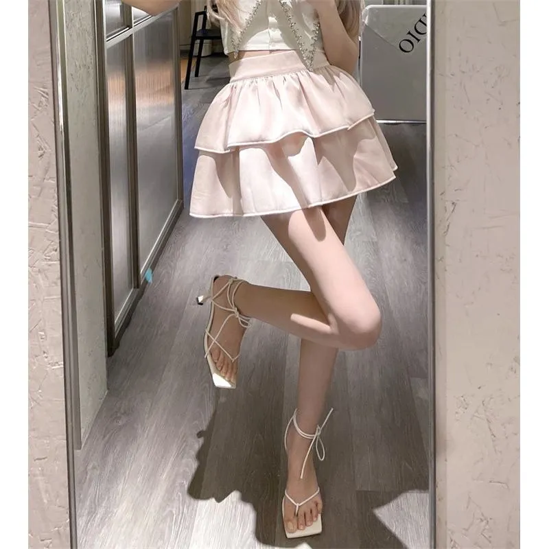Pear-Shaped High-Waisted Petite Slimming Two Layer Fluffy Skirt