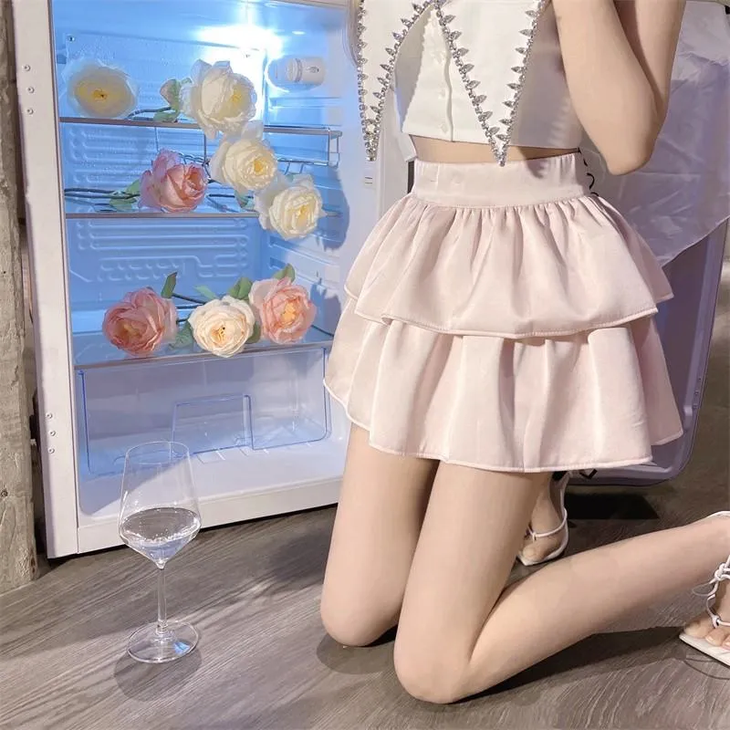Pear-Shaped High-Waisted Petite Slimming Two Layer Fluffy Skirt