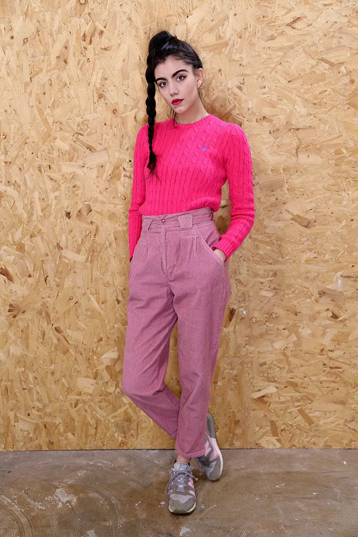 Pink Corduroy Mom Trousers